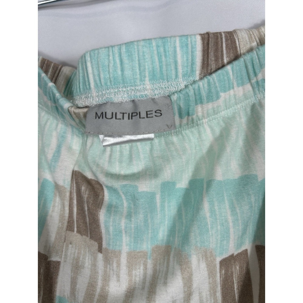 Multiples Women's Jersey Knit Maxi Skirt Size M Blue Brown Geo 90s Boho Feminine - Picture 10 of 13